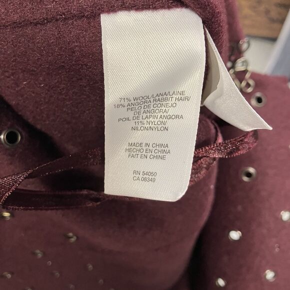 Anne Klein Wool Blend Studded Blazer Jacket Coat Sz PS Maroon Classic Career - Picture 13 of 15
